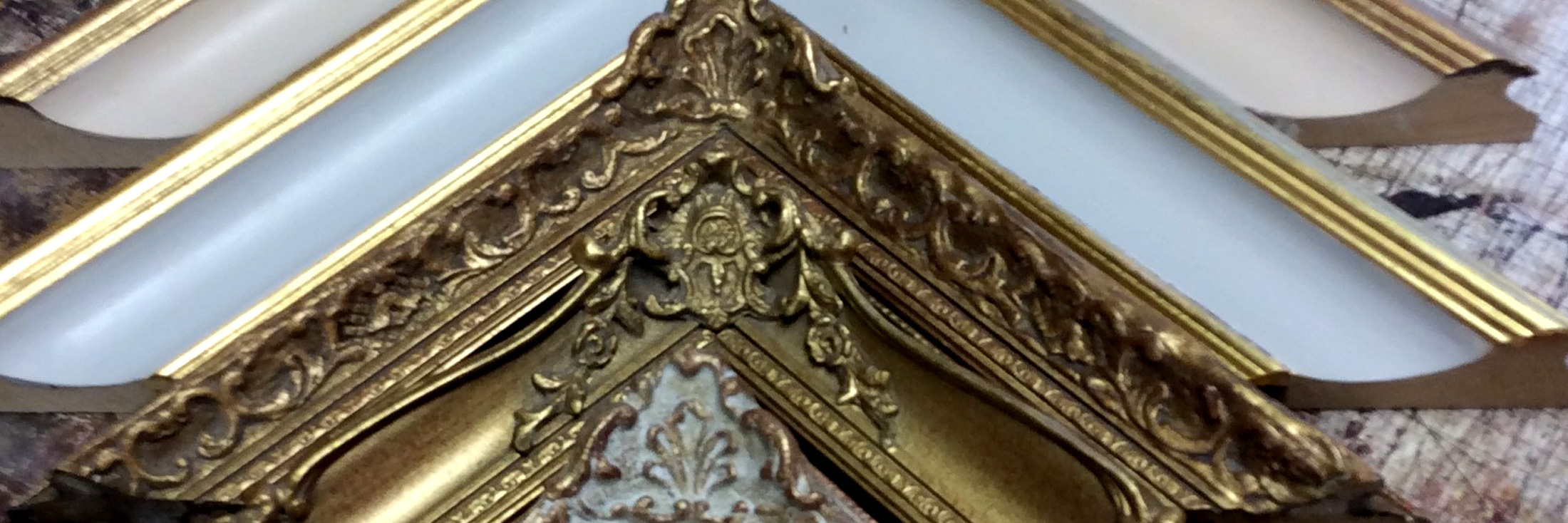 Hand painted antique frame chevrons banner