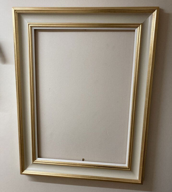 hand painted frame with white slip